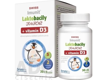 Laktobacily JUNIOR SWISS Imunit + vitamín D3 - tbl 30+6 zadarmo (36 ks)
