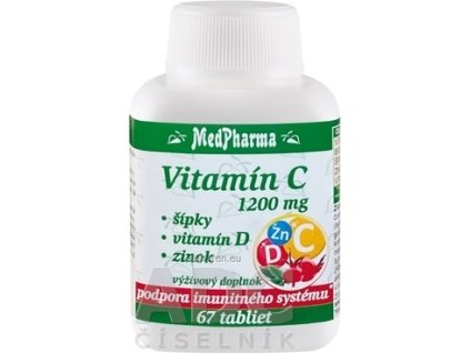 MedPharma Vitamín C 1200 mg - šípky, vit. D, zinok - 1x67 ks