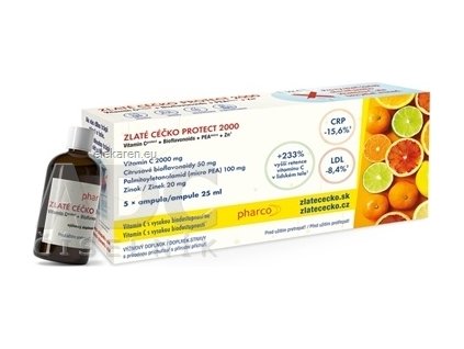 ZLATÉ CÉČKO PROTECT 2000 - ampulky (vitamín C + bioflavonoidy + PEA + zinok) s príchuťou 5x25 ml (125 ml)