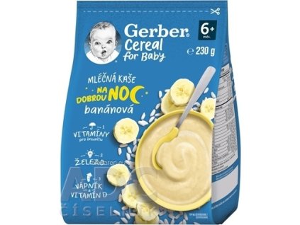 Gerber Cereal Mliečna KAŠA Dobrú noc Banánová - 1x230 g