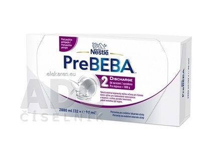 PreBEBA 2 DISCHARGE - mliečna dojčenská výživa (pre novorodencov nad 1800 g)(inov.2024) 32x90 ml (2880 ml)