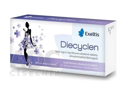 Diecyclen 0,03 mg/2 mg filmom obalené tablety - tbl flm (blis.PVC/PVDC/Al) 3x(21+7) ks (84 ks)