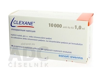 CLEXANE 10000 IU (100 mg)/1 ml - sol inj (striek.inj.) s bezp.systémom (E) 10x1,0 ml