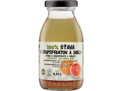 zdravo 100% ŠŤAVA Z GRAPEFRUITOV A JABĹK - 1x200 ml