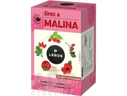 LEROS ČAJOVÁ CHVÍĽKA ŠÍPKA & MALINA - ovocný čaj aromatizovaný, nálevové vrecká 20x2 g (40 g)