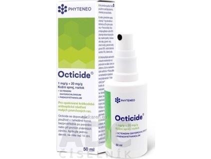 Octicide 1 mg/g + 20 mg/g dermálny roztokový sprej - 1x50 ml