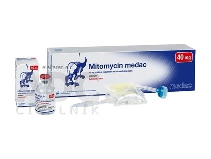 Mitomycin medac 40 mg - plv its 1x40mg+1x40ml solv.(liek.inj.skl.+vr.PVC+katét.+konek.-povol.uvádz.na trh končí 31.08.2025)