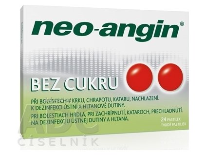 NEO-ANGIN BEZ CUKRU 1,2 mg/0,6 mg/5,72 mg pastilky - 1x24 ks