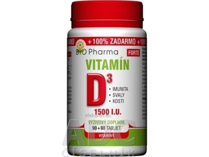 BIO Pharma Vitamín D3 FORTE - cps 90+90 (100% ZADARMO) (180 ks)