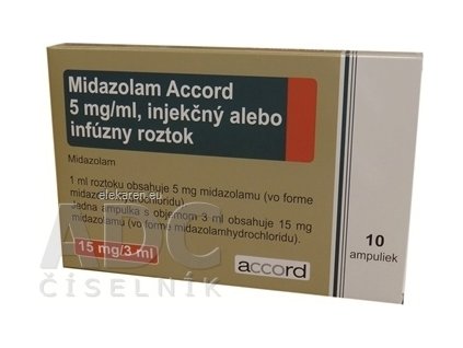 Midazolam Accord 5 mg/ml - sol ijf 15 mg (amp.skl.) 10x3 ml (30 ml)