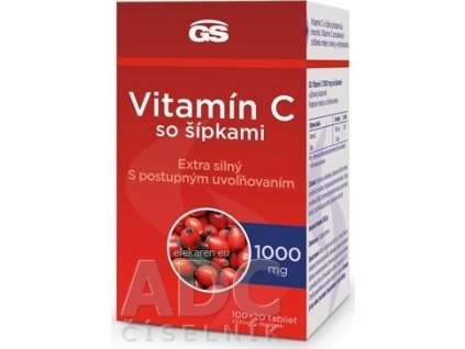GS Vitamín C 1000 mg so šípkami - tbl 100+20 (inov.2023) (120 ks)