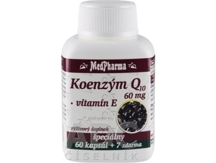 MedPharma KOENZÝM Q10 60 mg + Vitamín E - cps 60+7 zadarmo (67 ks)