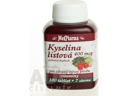 MedPharma KYSELINA LISTOVÁ 400 mcg - tbl 100+7 zadarmo (107 ks)