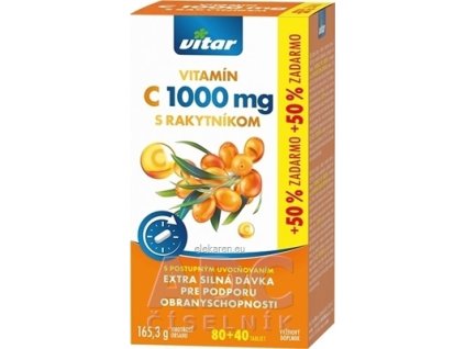 VITAR VITAMIN C 1000 mg S RAKYTNÍKOM - tbl s postupným uvoľňovaním 80+40 (50% zadarmo) (120 ks)