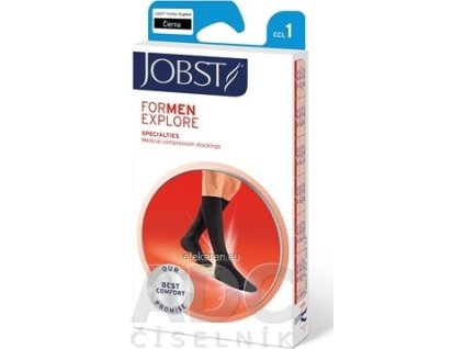 JOBST for Men EXPLORE kompresívne lýtkové pančuchy - I.KT, so zatvorenou špičkou, čierne, veľ. V., 1x1 pár