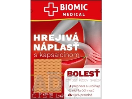 BIOMIC HREJIVÁ NÁPLASŤ s kapsaicínom - 1x1 ks