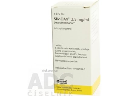 SIMDAX 2,5 mg/ ml - con inf 1x5 ml (liek. inj. skl.)