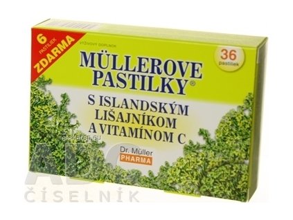 MÜLLEROVE PASTILKY S ISLAND. LIŠAJNÍKOM A VIT. C - (na odkašliavanie) 30+6 zadarmo (36 ks)