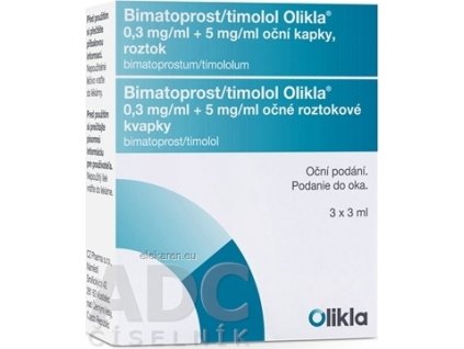 Bimatoprost/timolol Olikla 0,3 mg/ml + 5 mg/ml - 3x3 ml