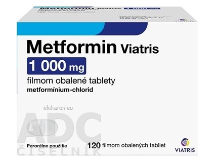Metformin Viatris 1000 mg (Mylan) - 1x120 ks