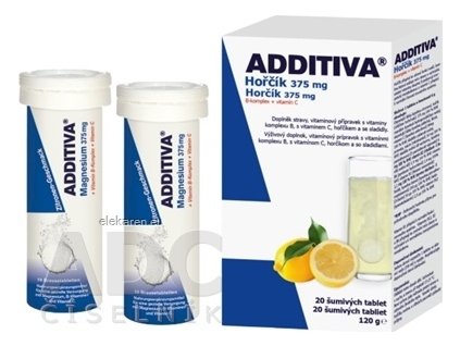 ADDITIVA Horčík 375 mg + B-Komplex + Vitamín C - tbl eff 2x10 ks (20 ks)