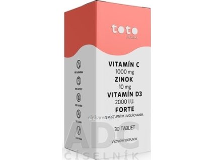TOTO VITAMÍN C + ZINOK + VITAMÍN D3 FORTE - 1x30 ks