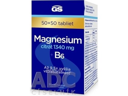 GS Magnesium citrát 1340 mg + B6 - tbl 50+50 (100 ks)