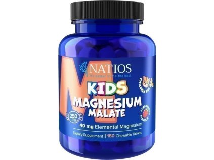 NATIOS Kids Magnesium Malate, 250 mg, 180 jahodových cmúľacích tabletiek