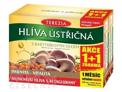 TEREZIA HLIVA USTRICOVITÁ S RAKYTNÍKOVÝM OLEJOM - AKCIA 1+1, cps 60+60 zadarmo (120 ks)