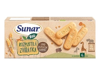 Sunar BIO SUŠIENKY Roztopašné zvieratká - ľahko rozpustné (od ukonč. 6. mesiaca)  4x40 g (160 g)