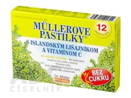 MÜLLEROVE PASTILKY S ISLAND. LIŠAJNÍKOM A VIT. C - 1x12 ks