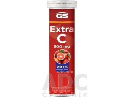 GS Extra C 500 mg - tbl eff (inov.2023) príchuť červený pomaranč 20+5 (25 ks)