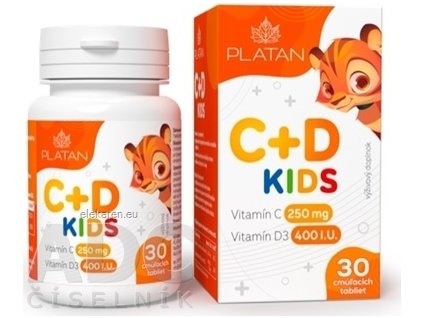 PLATAN Vitamín C + D KIDS - 1x30 ks