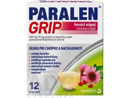 PARALEN GRIP horúci nápoj echinacea a šípky - plo por 500 mg/10 mg (vre.PAP/Al/LDPE) 1x12 vrecúšok