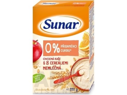 Sunar Ovocná KAŠA s 8 cereáliami NEMLIEČNA - 1x220 g