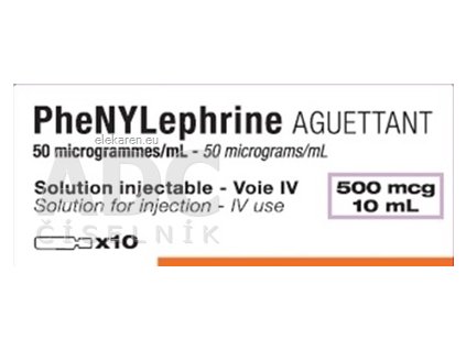 PheNYLephrine AGUETTANT 50 mikrogramov/ml - sol inj 10x10 ml (mimoriadny dovoz-výnimka)