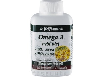 MedPharma OMEGA 3 rybí olej forte - EPA, DHA - cps 60+7 zadarmo (67 ks)