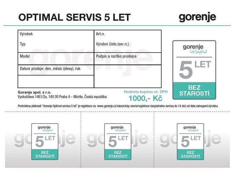 GORENJE OPTIMAL SERVIS 5 LET