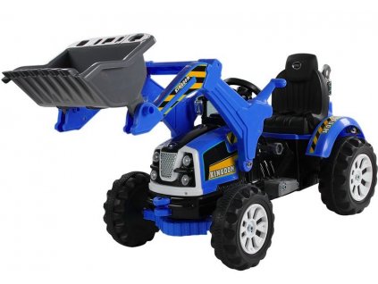 elektrický traktor s radlicí modrý (1)