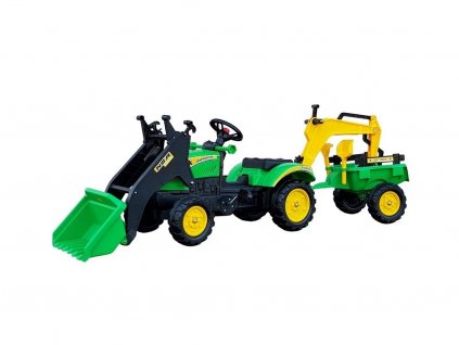Šlapací traktorbagr s přívěsem Benson zelený1