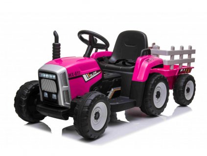 Elektrický traktor s vlečkou T2 růžový 12V7Ah EVA kola1