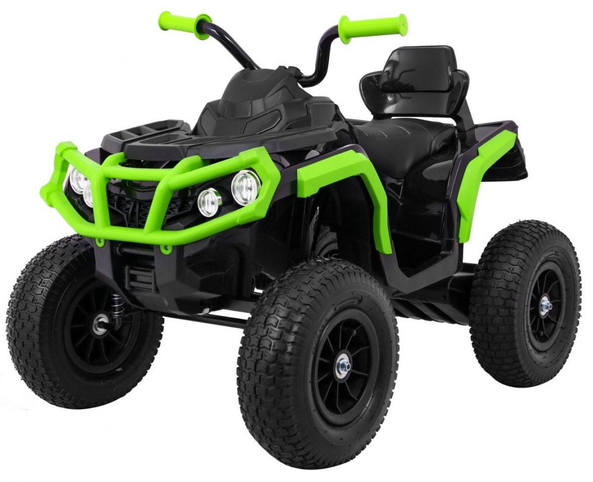 Mamido Dětská elektrická čtyřkolka ATV nafukovací kola černo-zelená