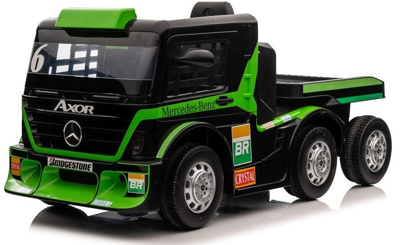 Mamido Dětský elektrický kamion Mercedes Axor LCD MP4 s návěsem zelený