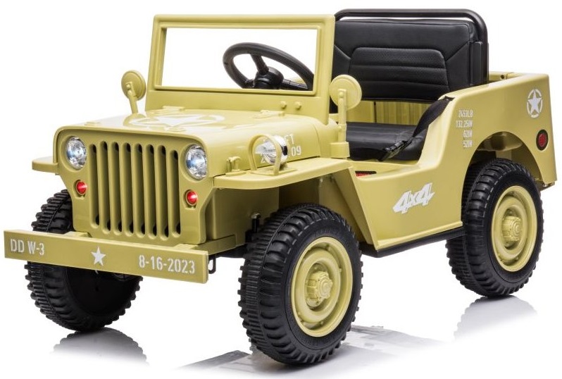 Mamido Dětský elektrický vojenský Jeep Willys 4x4 béžový