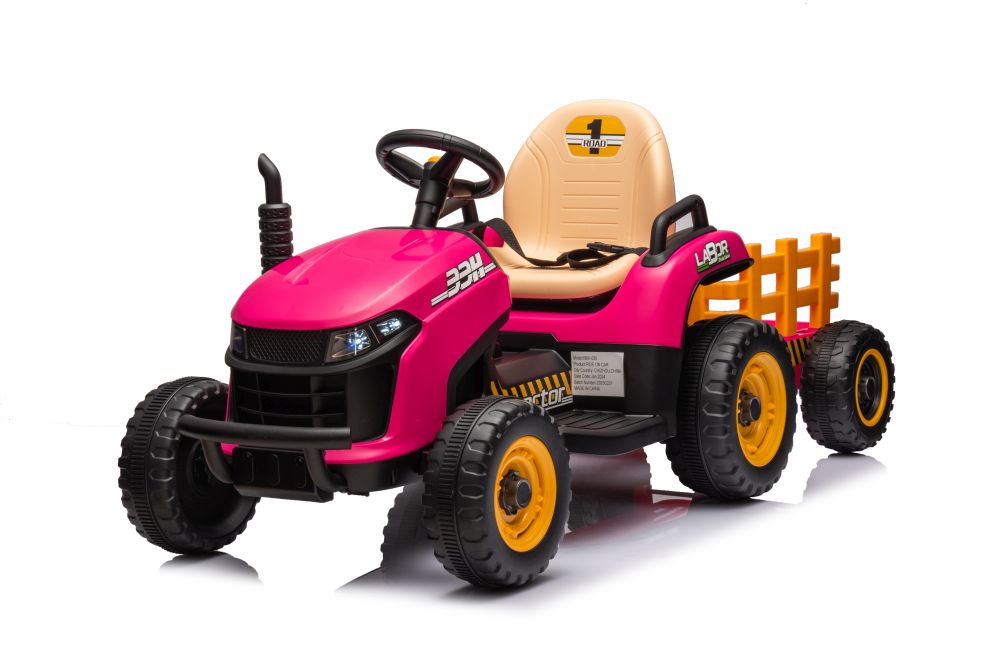 Mamido Dětský elektrický traktor BBH-030 s přívěsem růžový