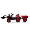 Dětský elektrický traktor s radlicí a přívěsem červený