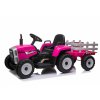 Elektrický traktor s vlečkou T2 růžový 12V7Ah EVA kola6