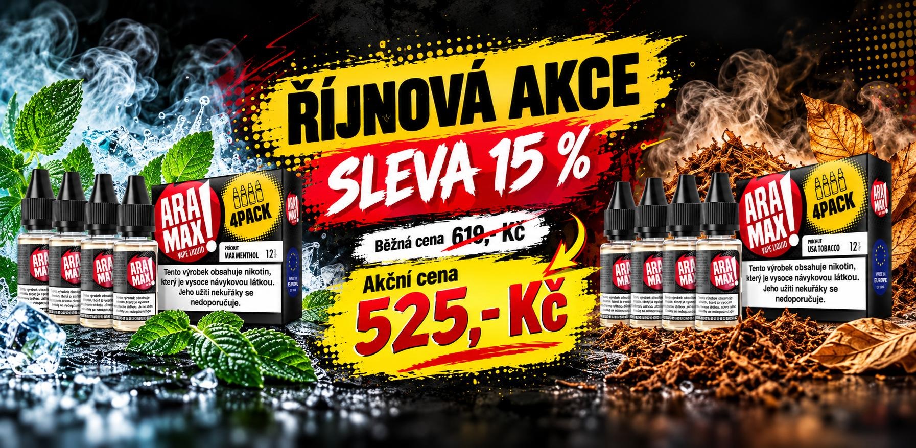E-liquidy ARAMAX 4Pack sleva 15% na měsíc říjen