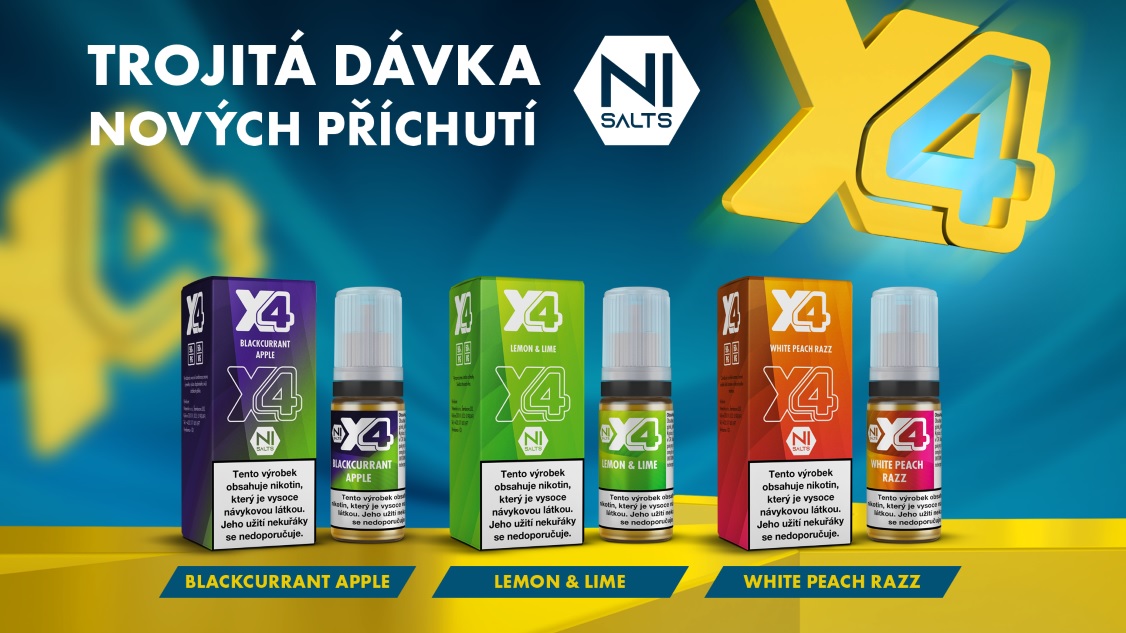 E-liquidy X4 Bar Juice SALT 10ml 10mg a 20mg