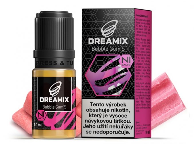 e liquid dreamix salt zvykacka bubble gum s nikotinovou soli 10ml